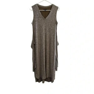 H by Halston Brown Vneck Tank Top Tie Dress // size 12